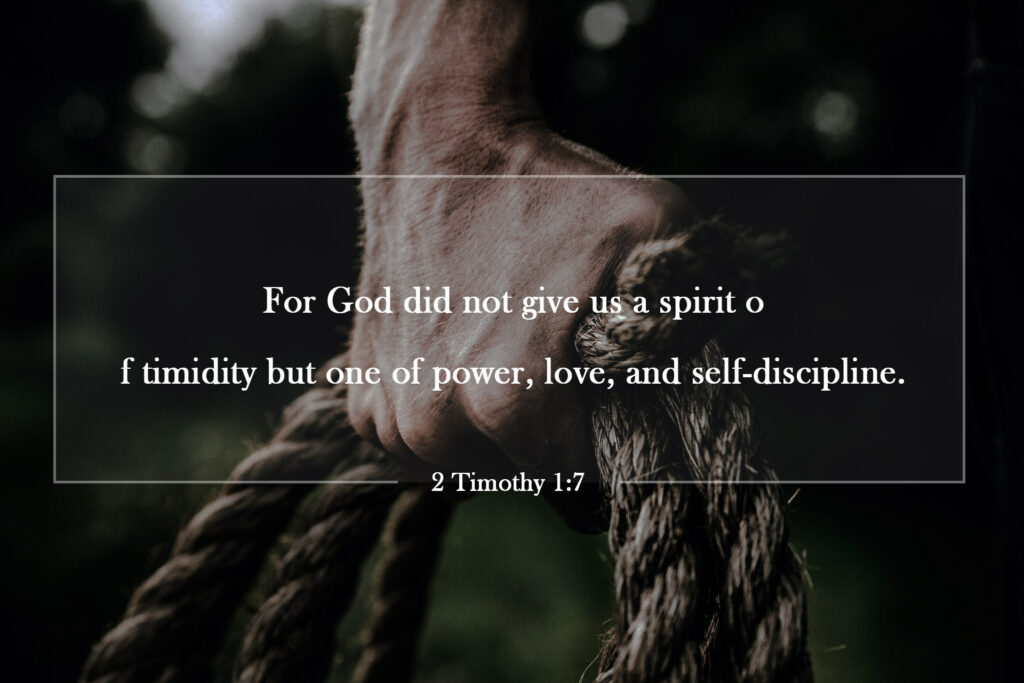 For God did not give us a spirit of timidity but one of power, love, and self-discipline.

2 Timothy 1:7