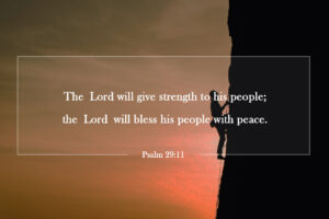 The Lord will give strength to his people; the Lord will bless his people with peace. Psalm 29:11